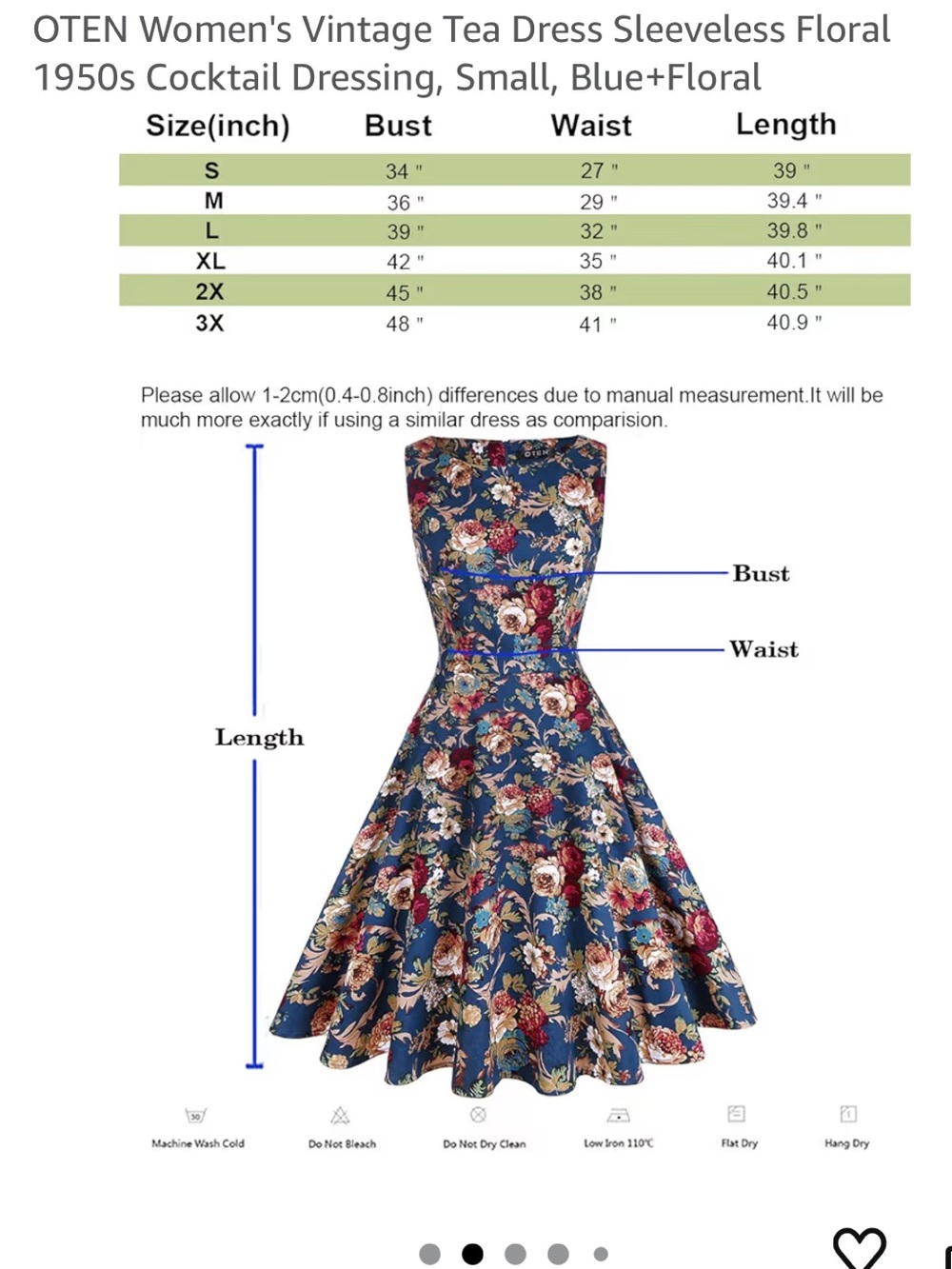 NWT Oten Women’s Vintage-Style Tea Dress - Picture 4 of 13
